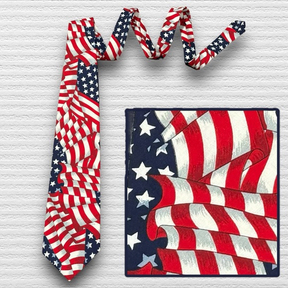 American Eagle Outfitters Flag Neck Tie - Picture 1 of 4
